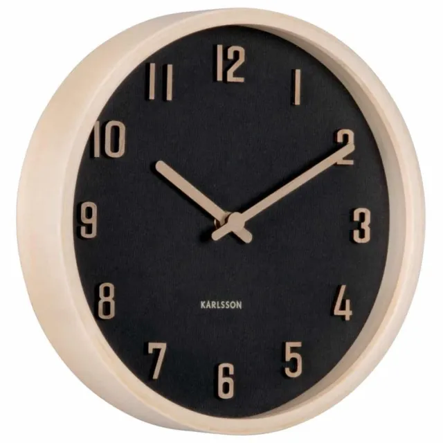 Karlsson Wandklok Nervadura - Lichtbruin - Ø22cm - Wandklok Modern Zwart