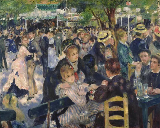 IXXI Dance at Le Moulin de la Galette, Pierre-Auguste Renoir & Bridgeman Images - 100 x 80 cm - Grote wanddecoratie en posters - Kleurrijk Blauw