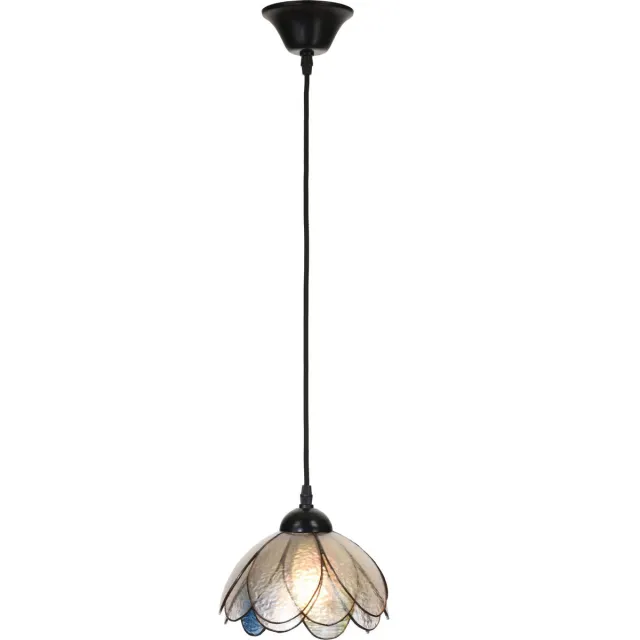 Coloured by Art Tiffany Hanglamp Sparkling Pioenroos aan vintage katoenpendel - Art Deco Trade Transparant