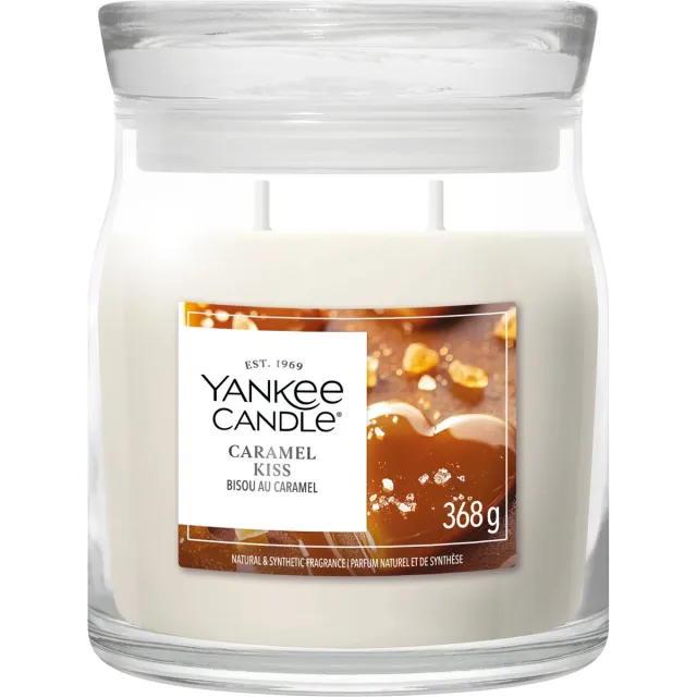 Yankee Candle Caramel Kiss Medium Jar - tot 50 branduren Creme