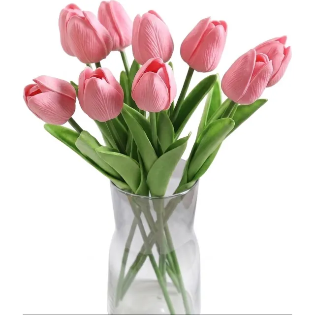 NUVEX Roze kunstbloemen tulpen set van 7 stuks kunstbloemen decoratie voor vaas tafel interieur bruiloft bloemstuk