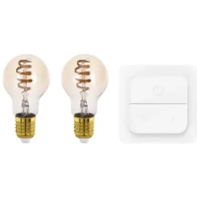 EGLO Slimme Ledfilamentlamp Aanpasbaar Wit A60 Amber E27 4,9w 2 Stuks Transparant