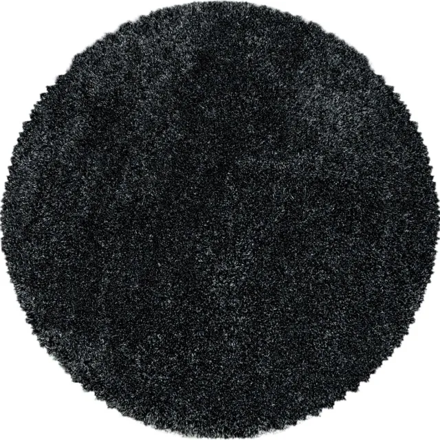 flycarpets Luna Vloerkleed Rond - Antraciet - Hoogpolig - 160 cm Zwart
