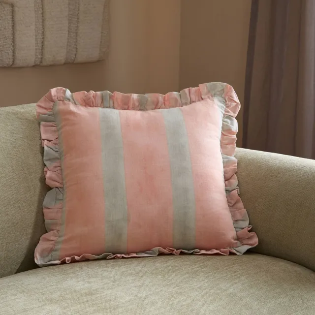 NOUS Living Kyra sierkussenhoes 45x45 cm koraal/grijs