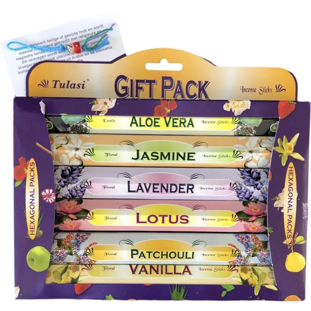Phoenix Import Mani Bhadra Tulasi - Giftpack Flower - 6 doosjes wierook stokjes - incl. Handleiding
