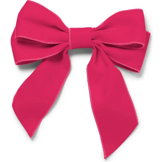 Vondels Fluwelen strik met clip - roze 20cm (set van 2)