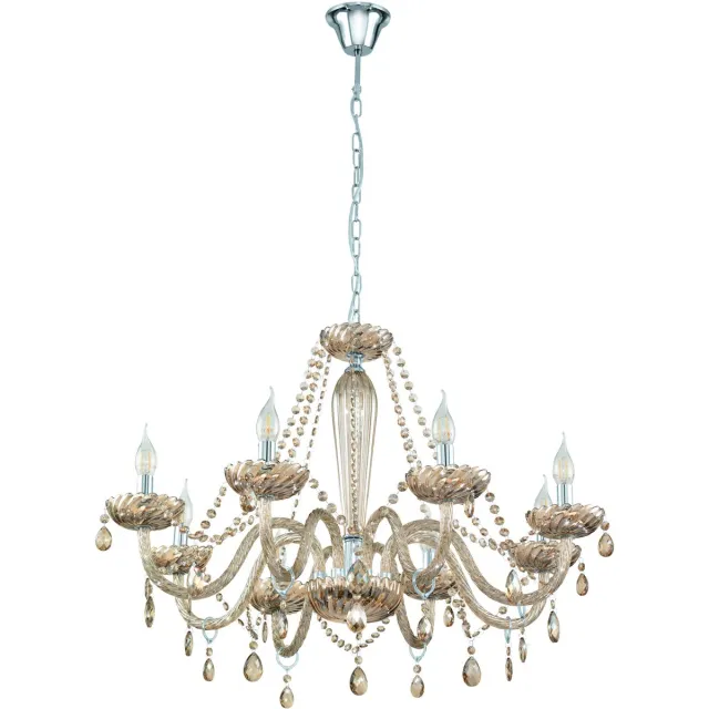 Stars of Light Basilano Kroonluchter Hanglamp - E14 - Ø 82 cm - Chroom|Cognac Messing