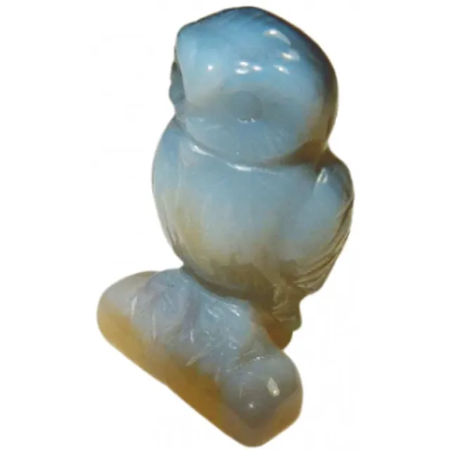 Shanna's Gems and more Miniatuur Uil Natuurlijk Agaat blauw grijs