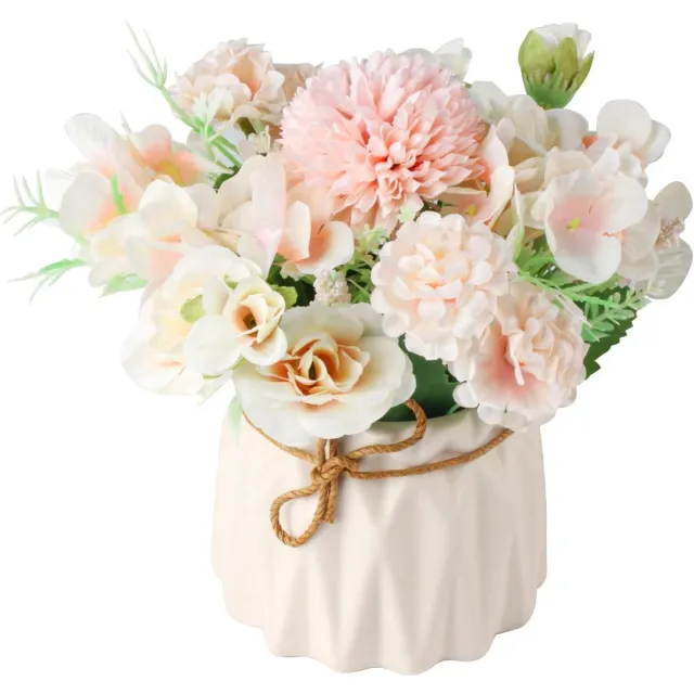 CSGoods Kunstbloemen in pot voor decoratie wooncultuur - plastic rozen boeket - bruiloft en woonkamer - roze bouquet - kantoor en slaapkamer planten Any