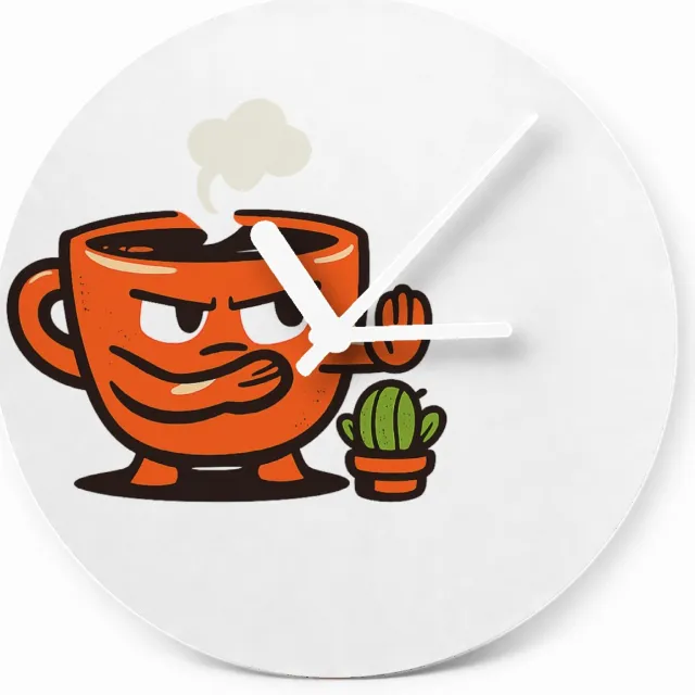 Mr Cadeautjes Glazen klok Ø 20 - design Een eigenwijze theekop met een kleine dampwolk en strakke st | cadeau Wit