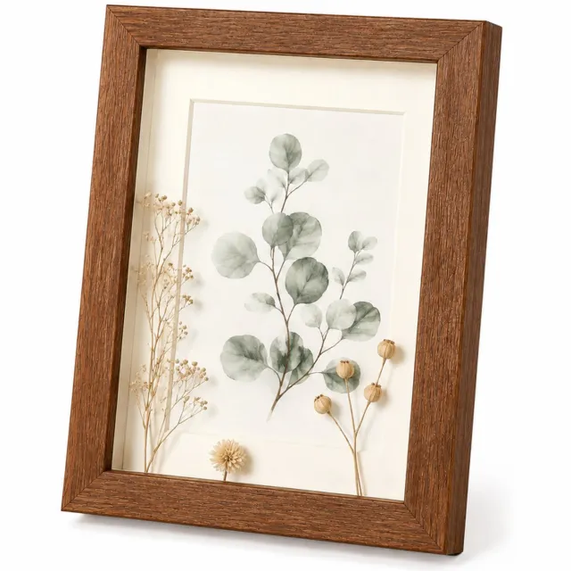 SWGOTA MDF-fotolijst in walnootkleur, 4 x 6 inch (10,1 x 15,2 cm), 2 cm diepe binnenruimte, met glas en afbeelding Walnootbruin