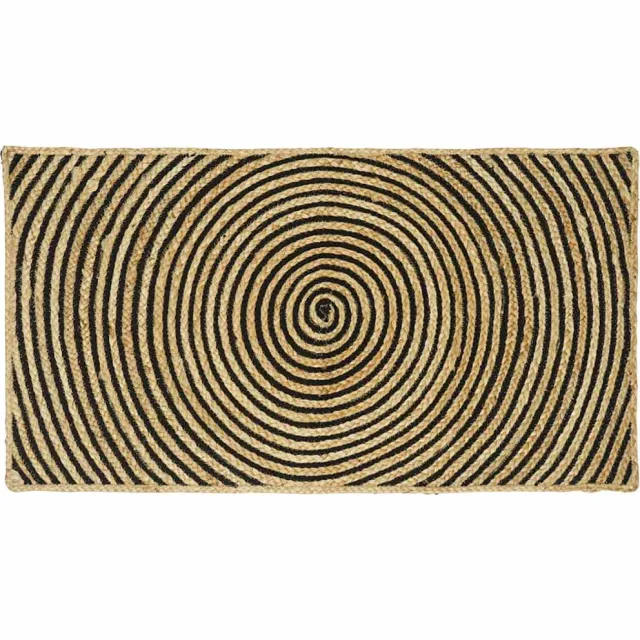 vidaXL Gebied Tapijt Naturel en Zwart 60 x 110 cm Jute