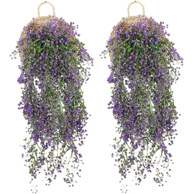 Ibenzoa Set van twee paarse kunstbloemen voor decoratie binnen en buiten Kleurjik