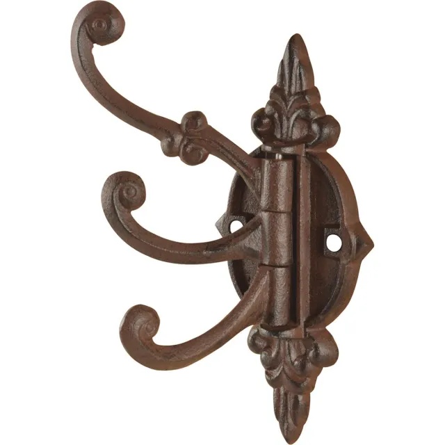 Best for Boots Wandplaat - met 3 haken - 23 cm - gietijzer - wand kapstok - Gietijzeren kapstokhaken/wandhaken Bruin