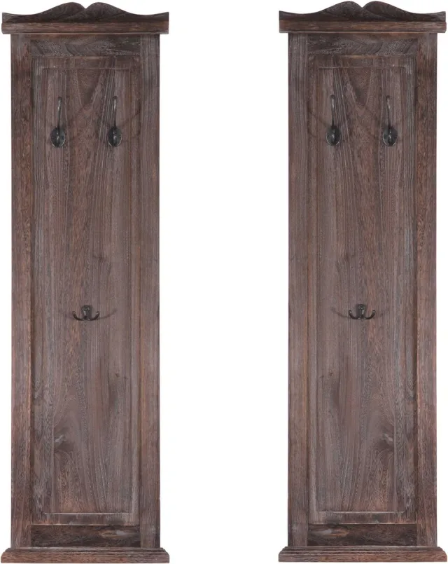 Cosmo Casa Set van 2 -Kapstokken- Wandkapstok paneel - Houten wandhaken 109x28x4cm - Bruin shabby