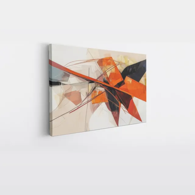 Saammp Canvas Schilderij - Dynamisch - Rood - Abstract kunstwerk - 30x20 - Foto op canvas - Wanddecoratie - Muurdecoratie Woonkamer - Slaapkamer decoratie - Canvas Print Multicolor