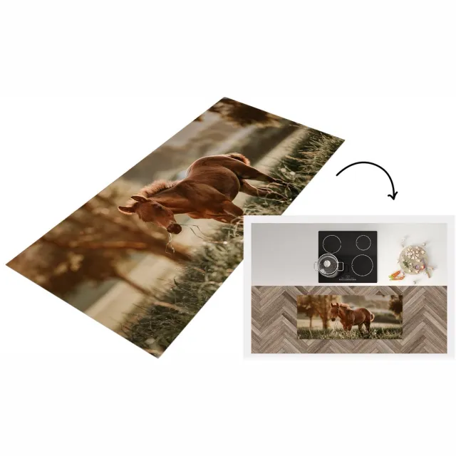 KitchenYeah Keukenloper - Loper keuken - Paard - Licht - Weide - Keukenloper vinyl multicolor