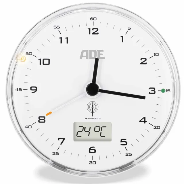 ADE Digitale Alarmklok Wit Fluisterstil - Radiogestuurd - Incl. 1x Aaa Zwart;Wit