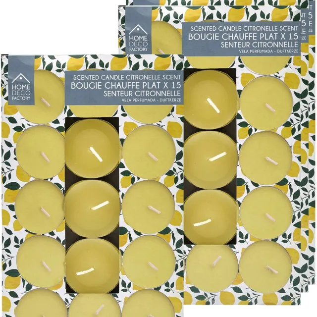 HOME DECO FACTORY Citronella geur theelichtjes - Citrus geur - 60x stuks - waxinelichtjes - onaangenaam voor sommige dieren - geurkaarsen Geel