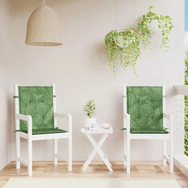 vidaXL Stoelkussens 2 st lage rug stof bladpatroon Groen