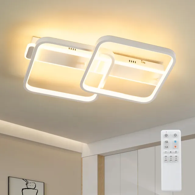 ANTENLICHT Moderne LED Plafonnière Wit - Dubbel Vierkant Design 33cm - 38W - LED Plafondlamp - 4260 LM - Dimbaar - 3000K-6500K - Met Afstandsbediening & Geheugenfunctie