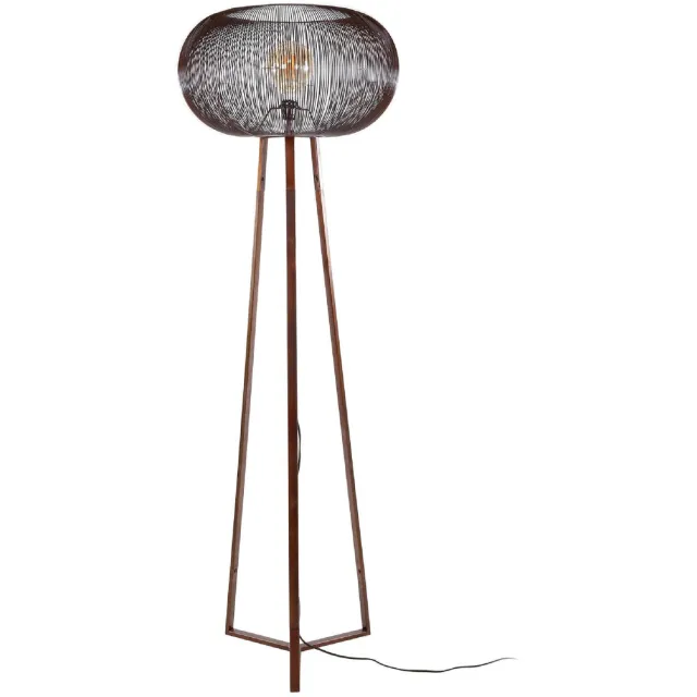 Nest of Nora Vloerlamp Sona - 2-lichts met E27 fitting - Zwart nikkel Grijs