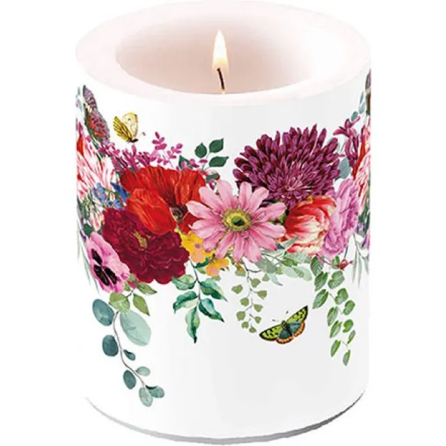 Ambiente Kaars - Big - 75 branduren - Flower Border Wit