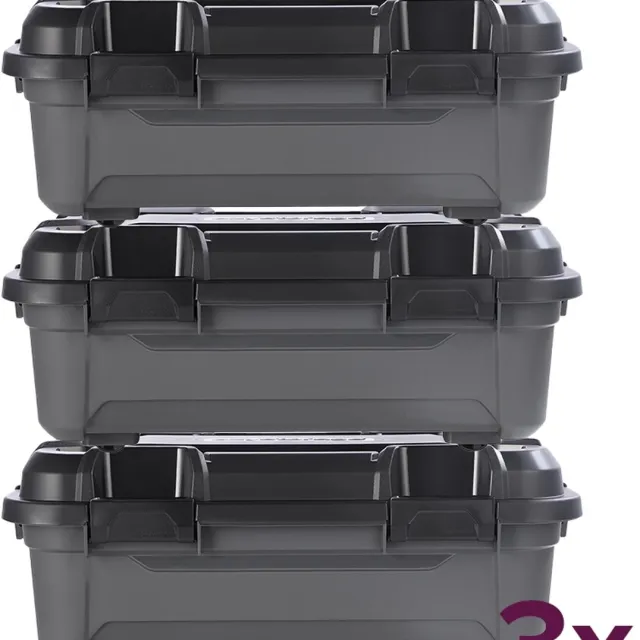 Ezystorage opbergbox heavy duty 31 liter (voordeelbundel) - Grijs - Stapelbaar | Met deksel | Waterdicht | Heavy Duty | Rolbaar - Opbergbox met deksel - Opslagbak - Opslagbox- Opbergbak