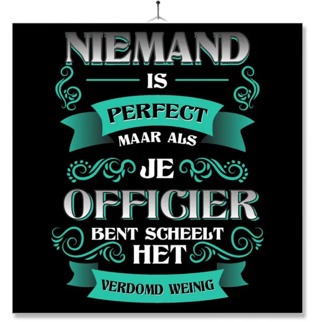 MC Living Tegel Met Opdruk | Kado | Cadeau | Niemand Is Perfect | Beroep | Officier Multi-Color