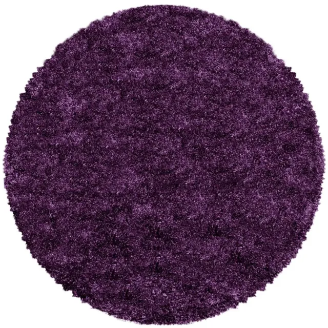 Dutch XXL Rond Hoogpolig Vloerkleed | Tapijt | Shaggy | Fluffy | Uni | Paars | 200x200 cm