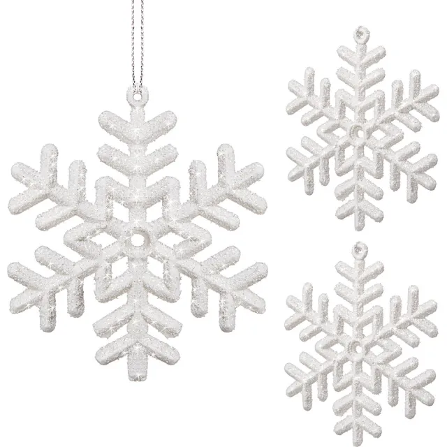 springos Kerstversiering | Kerstdecoratie Voor Binnen | Kersthanger | Sneeuwvlok | 3 Stuks Wit