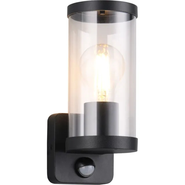 RL LIVE YOUR LIGHT REALITY BONITO - Wandlamp - Zwart mat - excl. 1x E27 4W - Bewegingsensor - Buitenverlichting - IP44