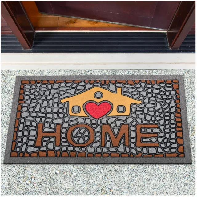 ANRO Home Mozaïek Deurmat Grijs 40x68 cm - Antislip - 3D-effect