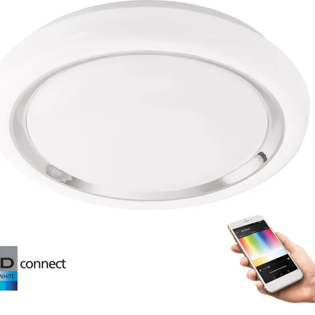 EGLO Connect Capasso-C - Wand/Plafondlamp - Wit en gekleurd licht - Ø340 - Wit/Chroom