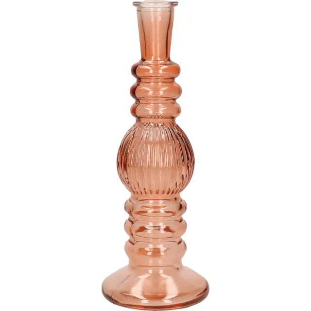 Ideas 4 Seasons Bloemenvaas Florence - zacht oranje glas - ribbel - D8,5 x H23 cm