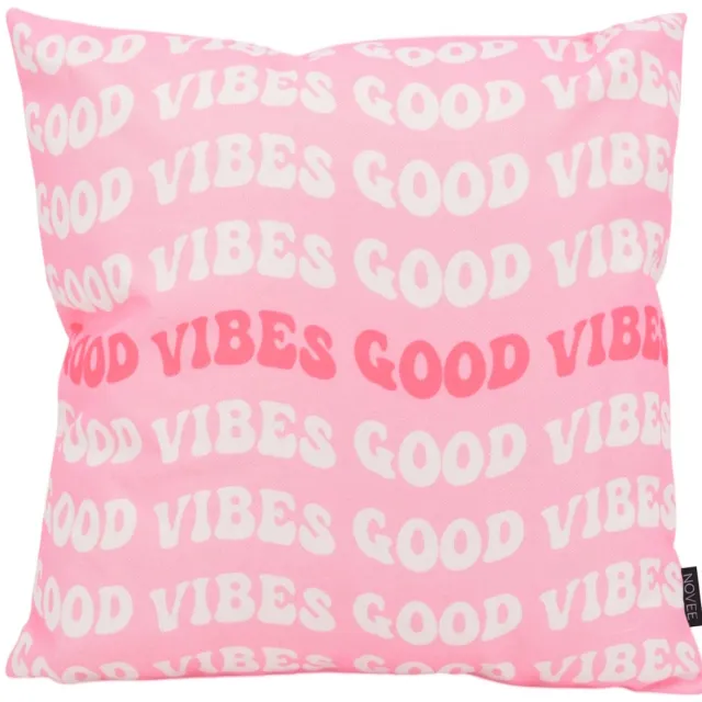 NOVÉE Good Vibes #1 Kussenhoes | Outdoor / Buiten Collectie | 45 x 45 cm | Katoen/Polyester roze