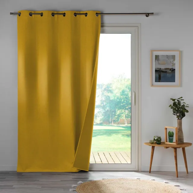Wicotex Gordijnen - Kant en klaar - Met ringen - Verduisterend - 140x260cm Kleur Geel