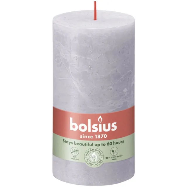 Bolsius Stompkaars Frosted Lavender Ø68 mm - Hoogte 13 cm - Grijs/Lavendel - 60 Branduren