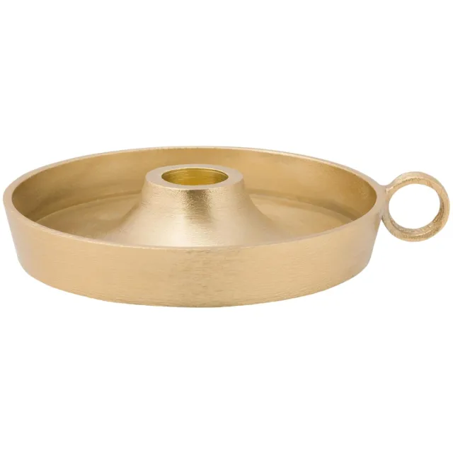 vtwonen Kaarsenhouder Metaal Goud – Ø12x5 cm – Handgemaakt – Industrieel & Tijdloos Design