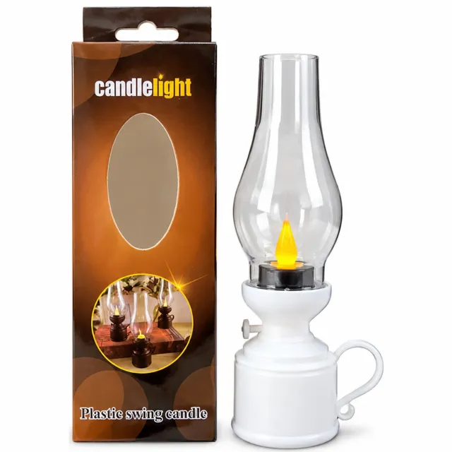 SWGOTA led kaarsen in retrostijl - Witte decoratieve olielamp met lontvorm, kunststof, in doos