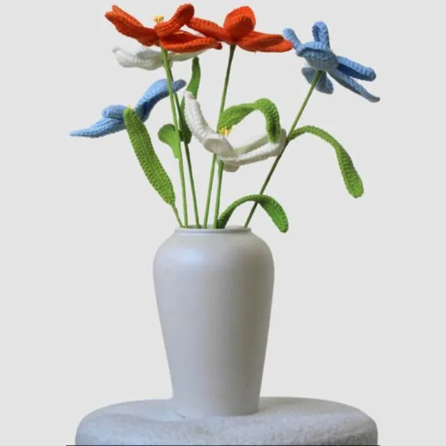 Woolbloom kunstbloemen - Gehaakte Bloemenboeket - Laura - interieurdecoratie - onderhoudsvrij wit