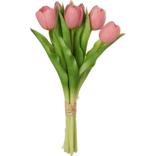 J-Line boeket Tulpen 7 stuks - kunststof - roze - small