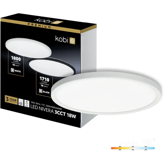 Kobi LED-plafondlamp - 18W - Instelbaar wit licht - IP54 - Rond - 30cm - 1800 lumen - Wit