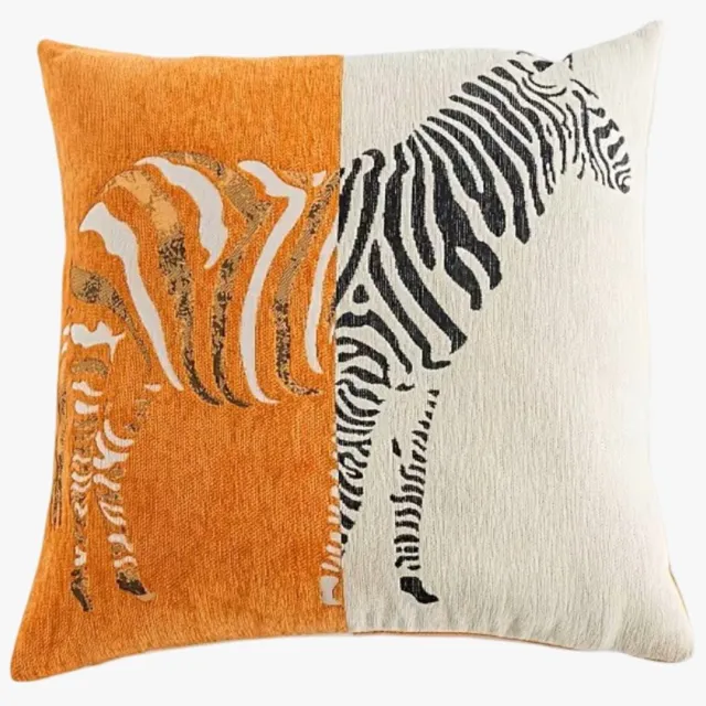 ilgi collection Sierkussenhoes met zebrapatroon – Oranje/Beige – 45 x 45 cm – Zonder vulling Oranje, Beige