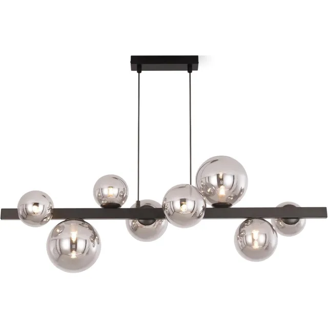 Glitzerlife Hanglamp - 8xG9 Modern - Eisen en Glas - Verstelbare Hoogte - Ø90,5cm - Rauchgrau - Hanglamp Woonkamer Eetkamer Keuken Rookgrijs
