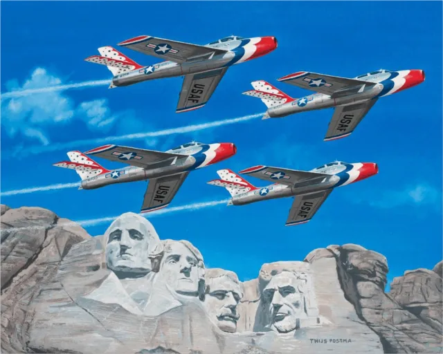 TP Aviation Art Thijs Postma - TP Aviation Art - Poster - Republic F-84 Thunderbirds Mt. Rushmore - 40x50cm Kleur