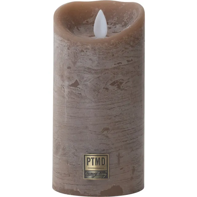 PTMD Led kaars - PTMD LED Light Candle rustic brown moveable flame - Medium - Bruin
