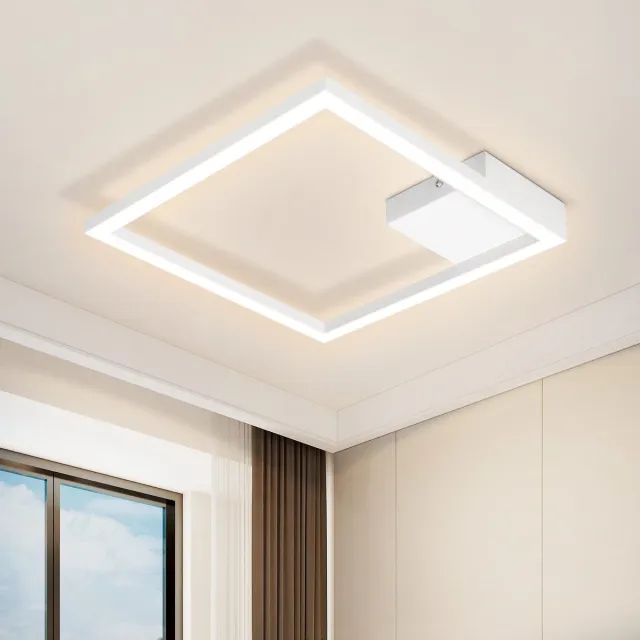 NETTLIFE Plafondlamp LED - vierkant - Wit - 1 Lichts - 3000K Warm wit Licht - modern Plafondverlichting - 12W - PC - voor Woonkamer | Slaapkamer | Keuken | Gang - 29cm