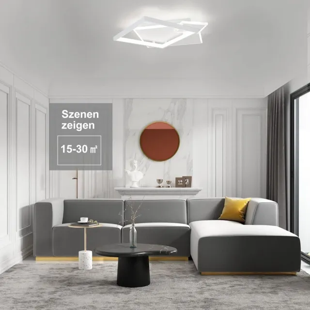 NETTLIFE Plafondlamp LED - vierkant - Wit - 3-Lichts - 3000-6000K Dimbaar - Metaal - 50W - Moderne Keukenverlichting - met Afstandsbediening - voor Woonkamer | Slaapkamer | Eetkamer - 46cm
