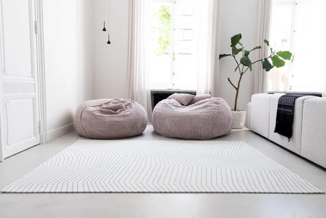 LOLA&MOI Binnen vloerkleed -240 x 340 cm - Jules Flipo San Andreas 9172 White Grey laagpolig tapijt - Made In Belgium Wit